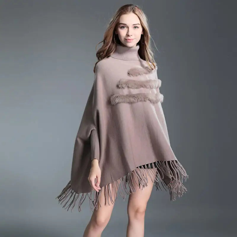 Mid-Length Turtleneck Knit Sweater Coat