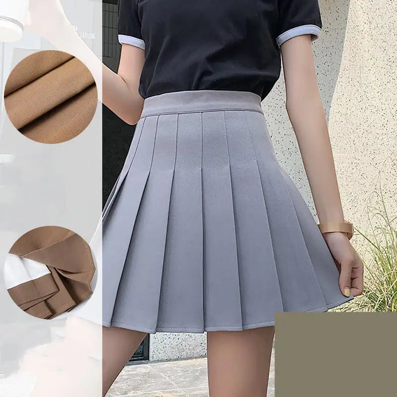 Japanese High Waist Pleated Summer Skirt for Women