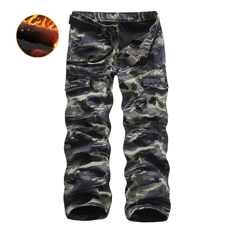 Men's Camouflage Cargo Pants with Fleece Lining