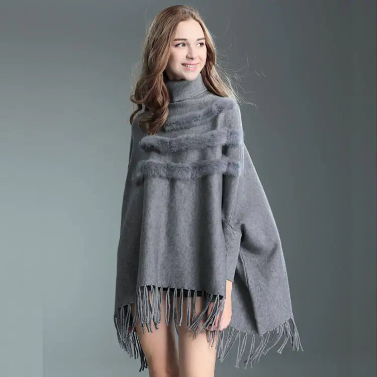 Mid-Length Turtleneck Knit Sweater Coat
