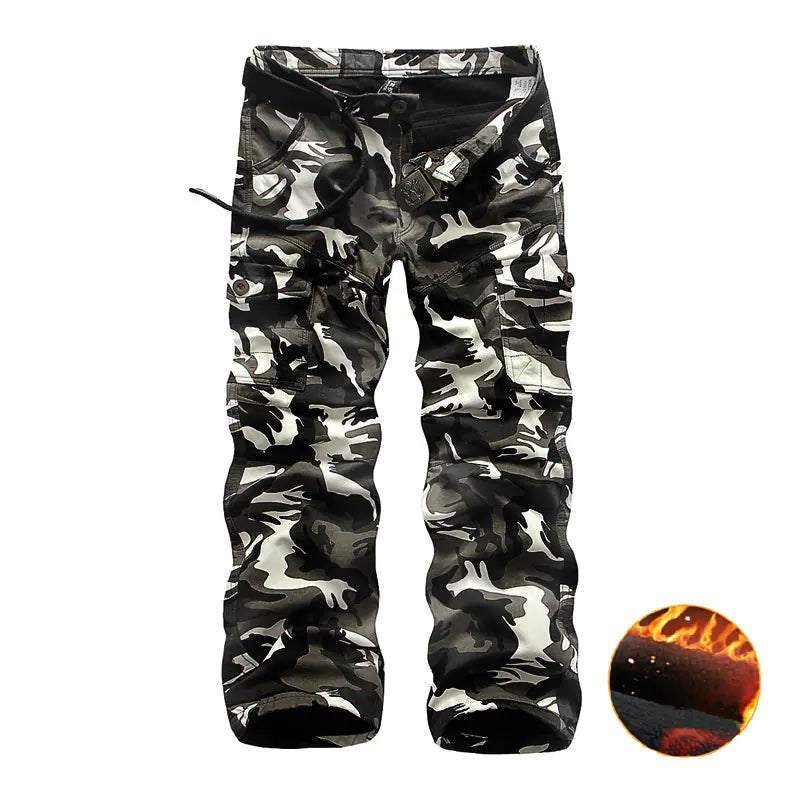 Men's Camouflage Cargo Pants with Fleece Lining