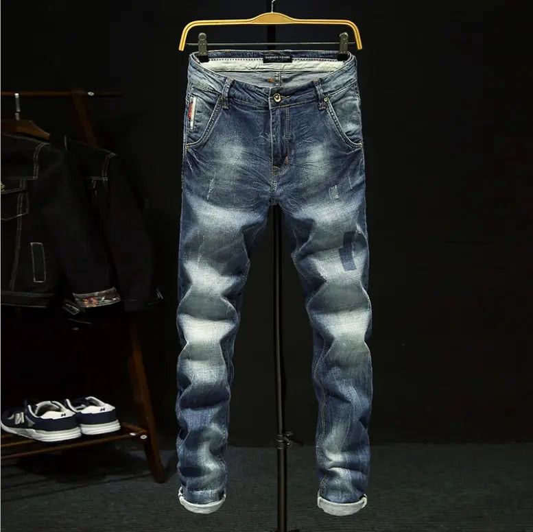 Men's Stretch Denim Casual Long Pants