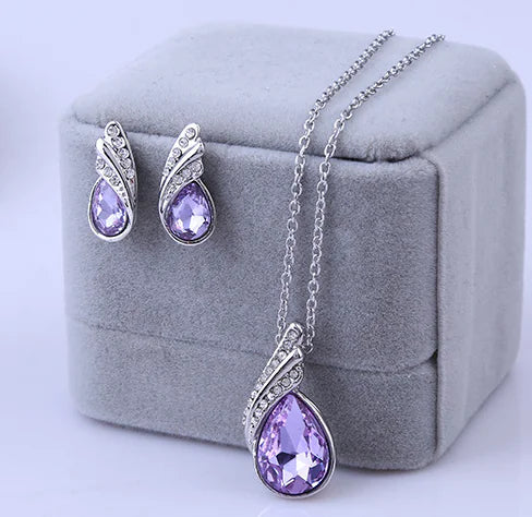 Crystal Earring and Necklace Jewelry Set