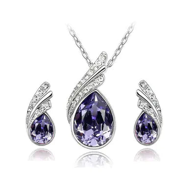 Crystal Earring and Necklace Jewelry Set