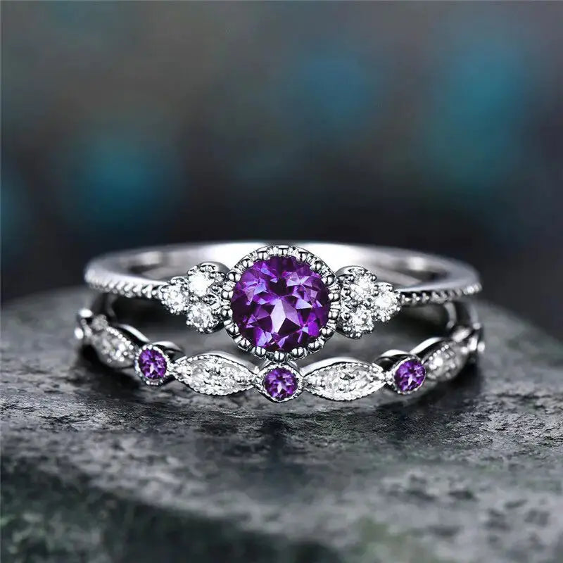 Elegant Zircon Decor Ring with Faux Emerald for Women