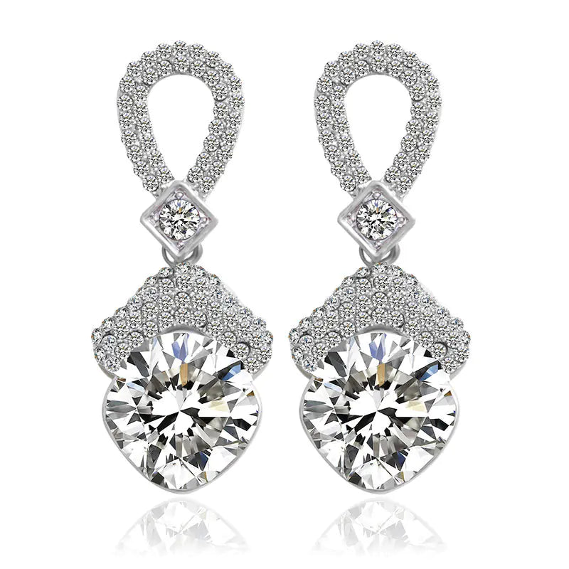 Bridal Necklace and Earring Set with Zircon Stones